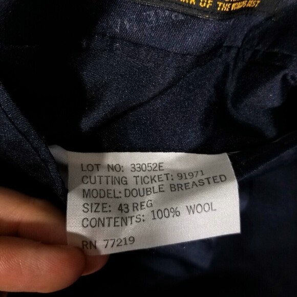 Vintage Pierre Balmain Navy 100% Wool Double Breasted Blazer Suit Jacket Mens 43 - Picture 3 of 6